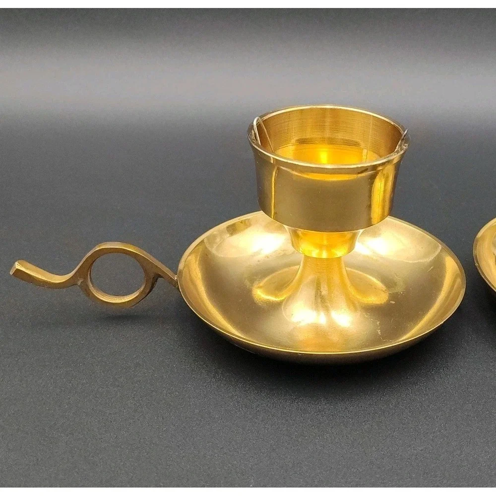 Set-2 Solid Brass Candle stick Chamberstick‎ Holders Secondary BB29.1GA1030.1739